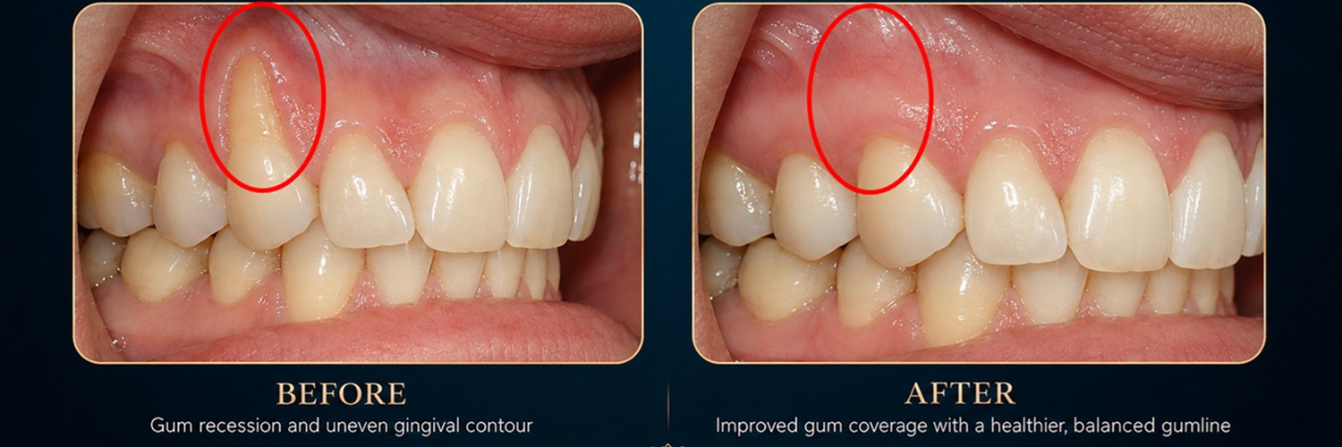 Gum grafting before and after clinical result — before