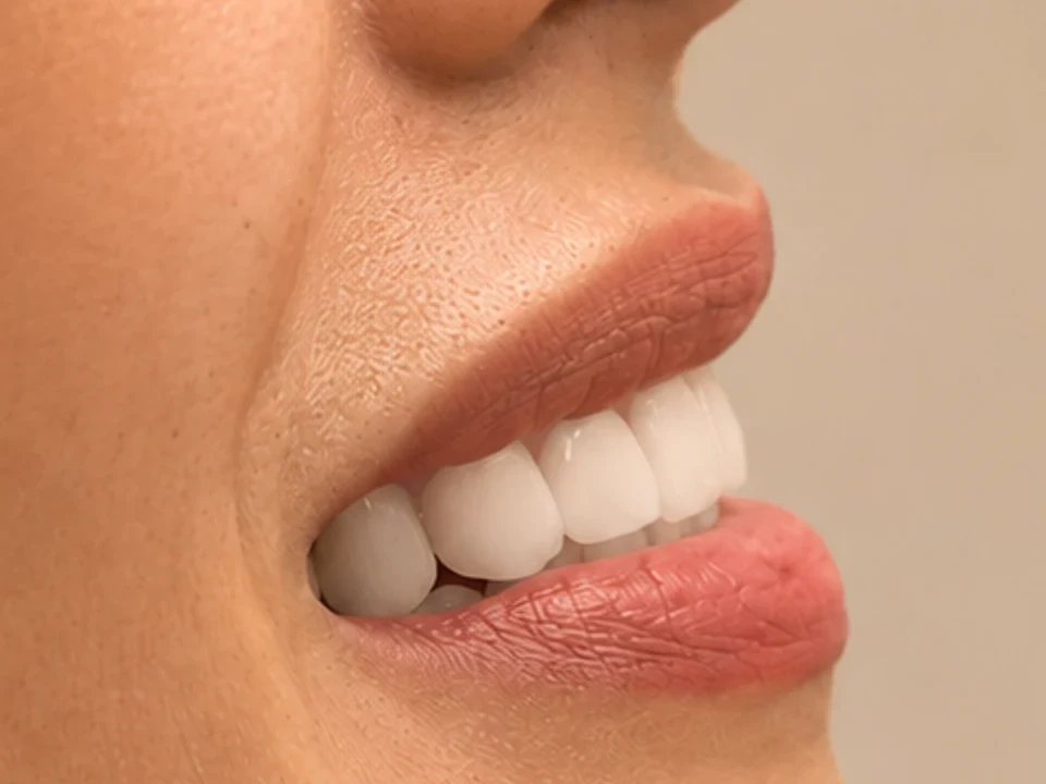 Damaged natural tooth restored with a crown — after