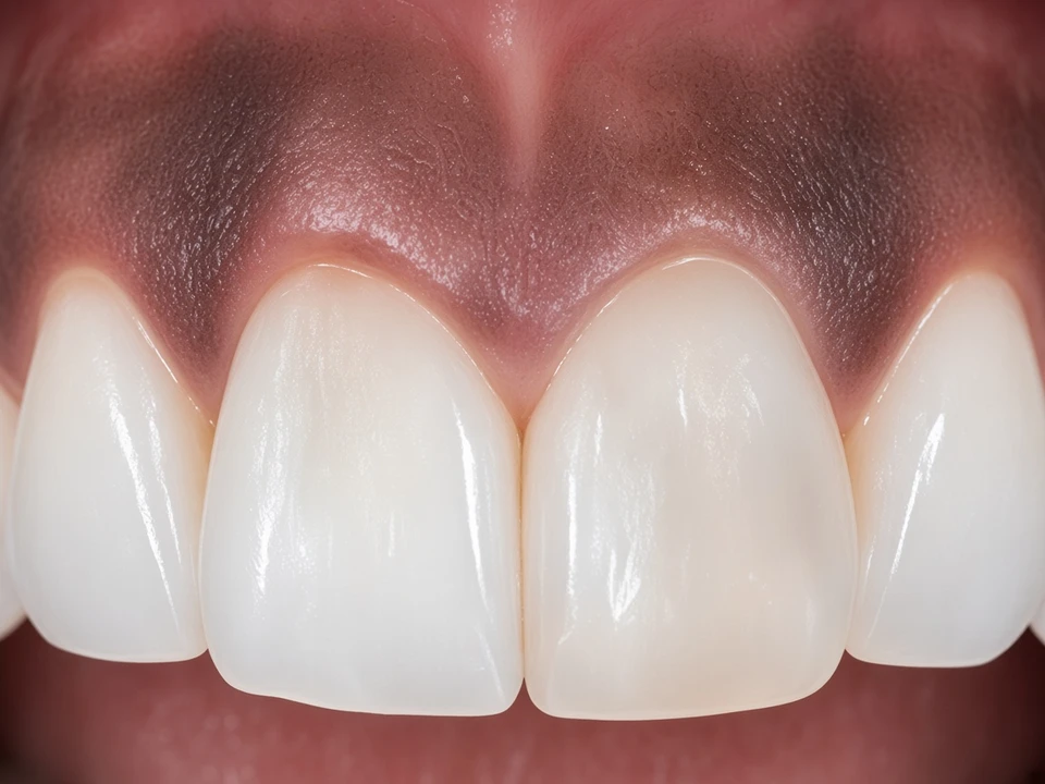 Gum depigmentation — lighter, even pink — before