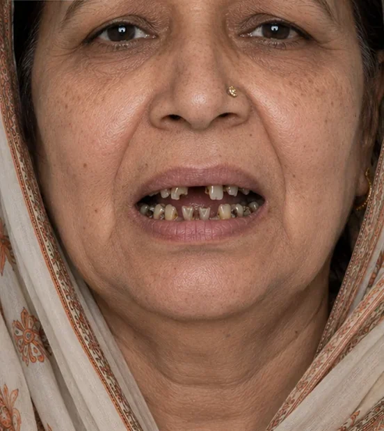 Multiple implants — facial rehabilitation — before