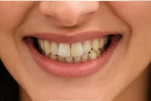 Smile makeover excellence — crooked, greyish teeth to a Hollywood smile — before