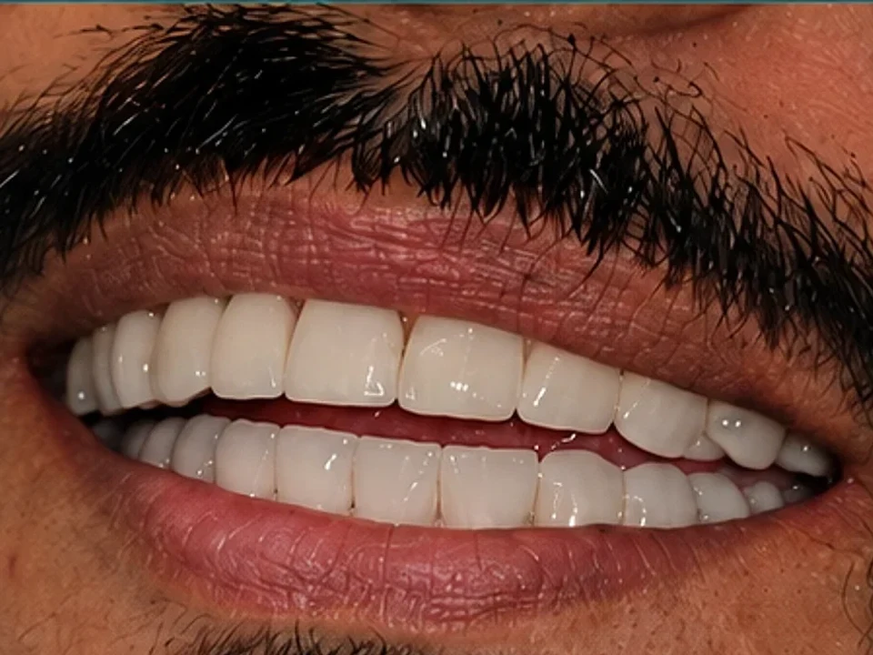 Missing teeth replaced with same-day implants — after