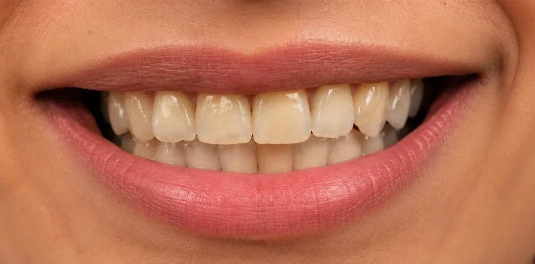 Whitening — smile close-up — before