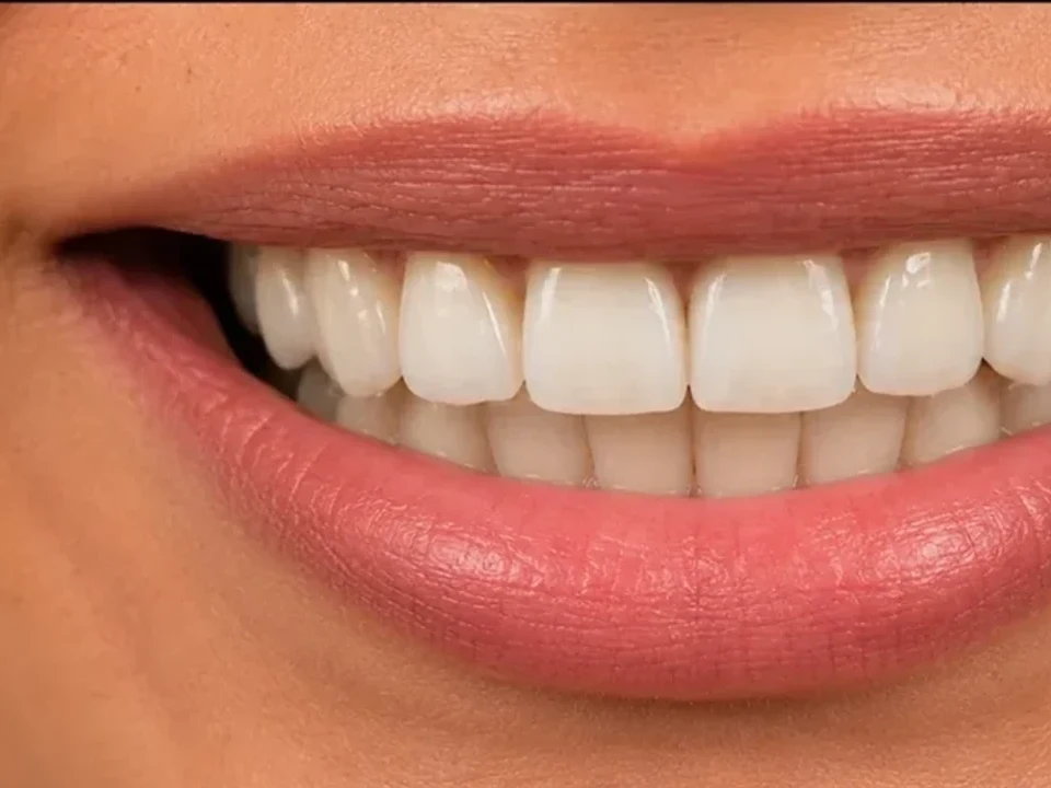 Whitening — smile close-up — after